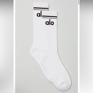 ALO Throwback Sock in White and Black Medium Full Length Athletic Socks